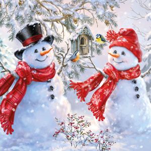 Snowmen And Birds Design