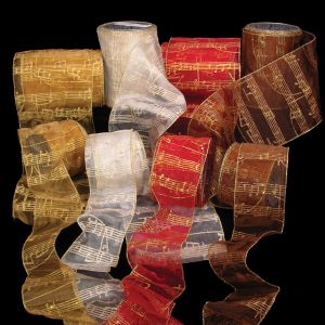 Wire Edge Sheer Mozart Notes Ribbon