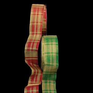 French Wired Metallic Tartan Ribbon