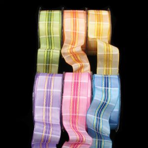 French Wired Check "Nice" Ribbon