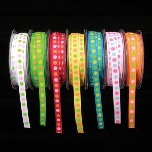 Printed Grosgrain Multi Dots Ribbon