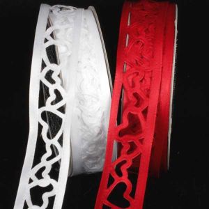 Woven Edge Hearts Cut Out Ribbon