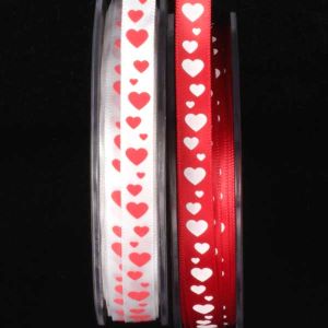 Woven Edge Heart Print Ribbon