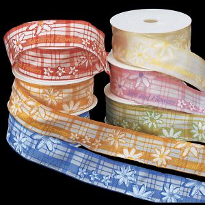 Wired Taffeta Check with Print Ribbon
