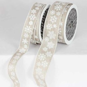 Wired Linen Ribbon Snowflakes