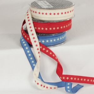 Woven Edge Star Print Ribbon