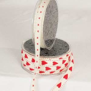 Woven Edge Heart Print Ribbon