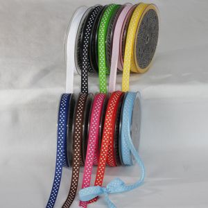 Grosgrain Ribbon with White Polka Dots - 3/8 inch