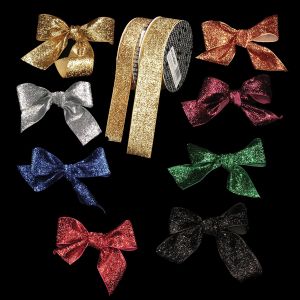 Woven Edge Glitter Velvet Ribbon