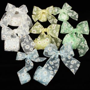 Wired Sheer Mini Daisy Print Ribbon
