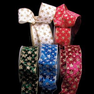 Wire Edge Velvet Glitzerstern Ribbon