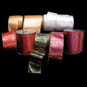 Wire Edge Satin Print Merry Christmas Ribbon