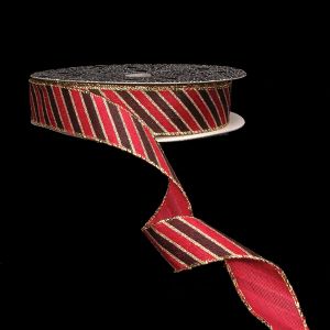 Wire Edge Velvet Diagonal Stripe Ribbon