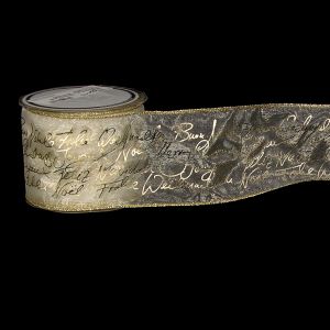 Wire Edge Sheer Print Worldly X-mas Ribbon