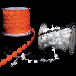 Embossed Satin Pumpkins, Ghosts, & Bats Ribbon