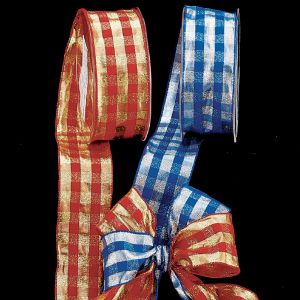 Wire Edge Taffeta Check Ribbon