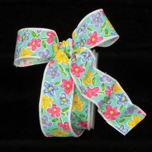 Wired Cotton "Summer Flowers" Ribbon
