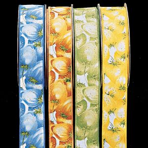 Wire Edge Cotton Print Tropical Fruit Ribbon