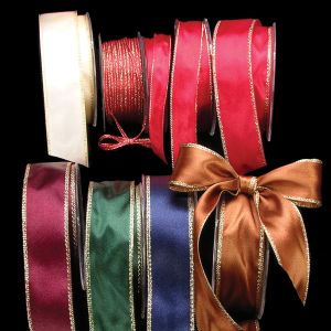Woven Edge Gold Satin Ribbon
