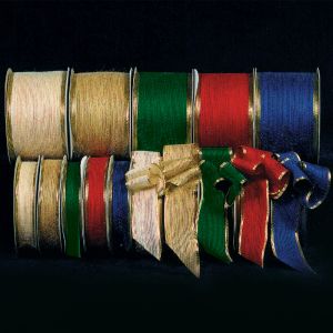 Wired Gold Edge Jute Ribbon