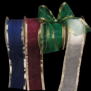 Triple Gold Edge Organdy Ribbon