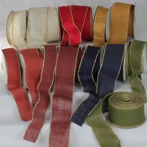 Gold Wired Edge Burlap Ribbon