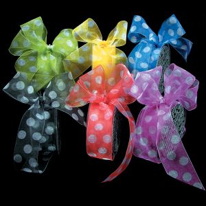 Organdy with White Polka Dots Ribbon