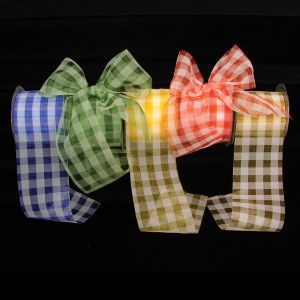 Cut Edge Sheer Gingham Organza Ribbon