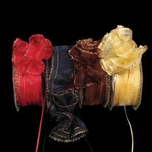 Woven Gold Edge Sheer Pull Bow Ribbon