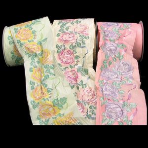 Printed Paper Semi Crush Rose Ribbon