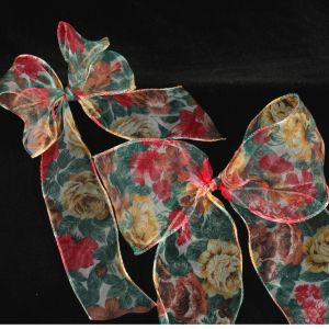 Wire Edge Sheer Woodland Floral Ribbon