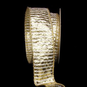 Wire Edge Gold Lame with Silver Stripe Ribbon