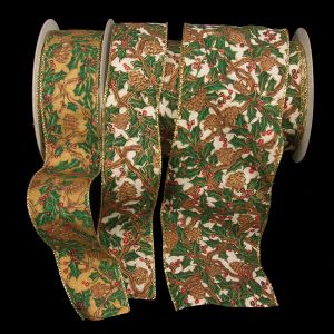 Wired Cotton Print  Evergreen Ribbon
