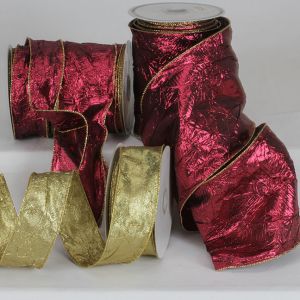 Crinkled Wire Edge Fabric Lame Ribbon