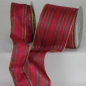 Wire Edge Holiday Stripes Ribbon