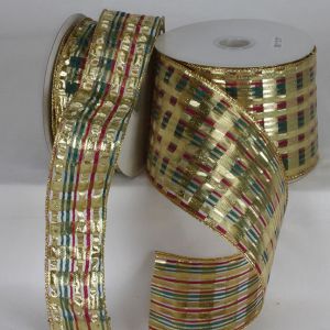 Wire Edge Semi Sheer Gold Dream Ribbon