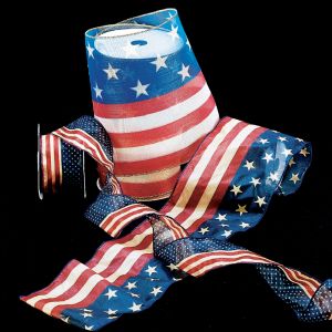 Wire Edge Sheer USA Flag Ribbon