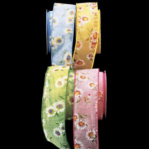 Wire Edge Sheer Fresh Summer Flowers Ribbon