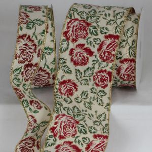 Wired Velvet Glitter Roses Ribbon