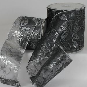 Wired Sheer "Fancy Mistletoe" Ribbon