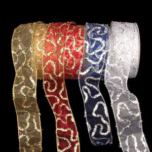 Wired Sheer "Gold Swirl" & "Silver Swirl" Ribbon