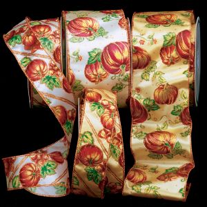Wired Satin Grandma's Pumpkin Ribbon