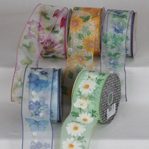 Wired Sheer Print Ribbon