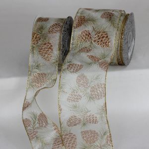 Wired Semi Sheer Pine Cones