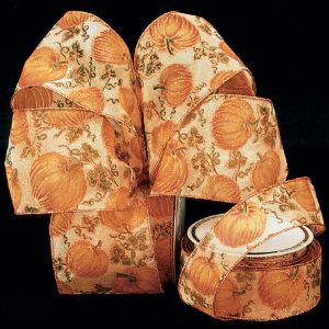 Wired Sheer Sparkle Pumpkins Ribbon