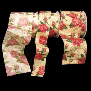 Wired Satin "Glitter Rose" Ribbon