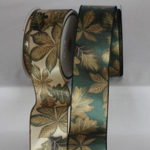 Wired Satin Print Fall Leaves