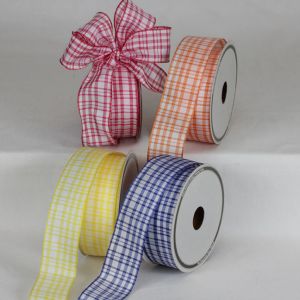 Wired Taffeta Farmers Check Ribbon