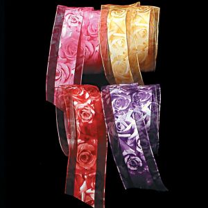 Wired Satin Organza  Rose Ribbon