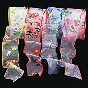 Wired Sheer Seventies Flowers Ribbon